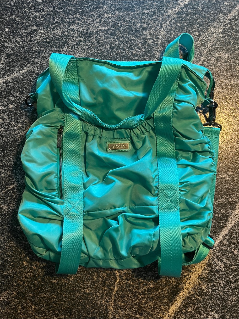 Apana Teal Yoga Tote Bag with Adjustable Straps